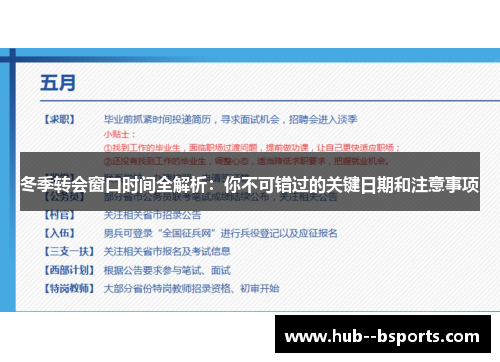 冬季转会窗口时间全解析：你不可错过的关键日期和注意事项